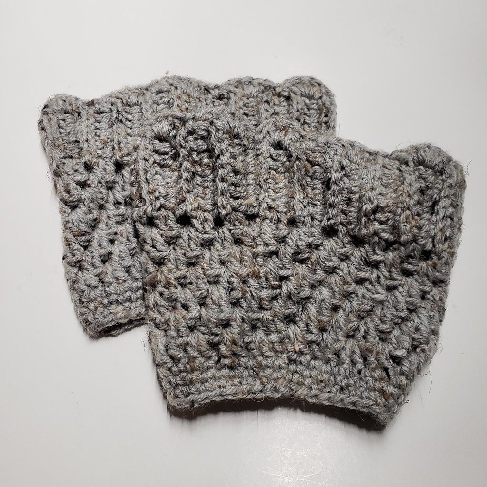 2/$20 cozy soft handmade knit crochet grey womens boot cuffs